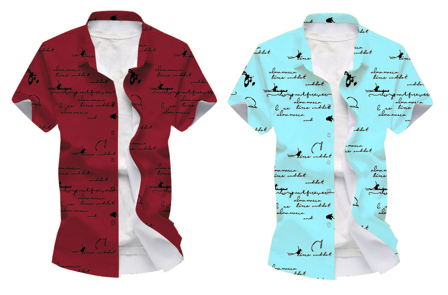 Kadiyu BoyS Lycra Blend Shirt With Half Sleeves Round Collar Neck Botton Down Closure Printed Pattern Relaxed Fit And Standard