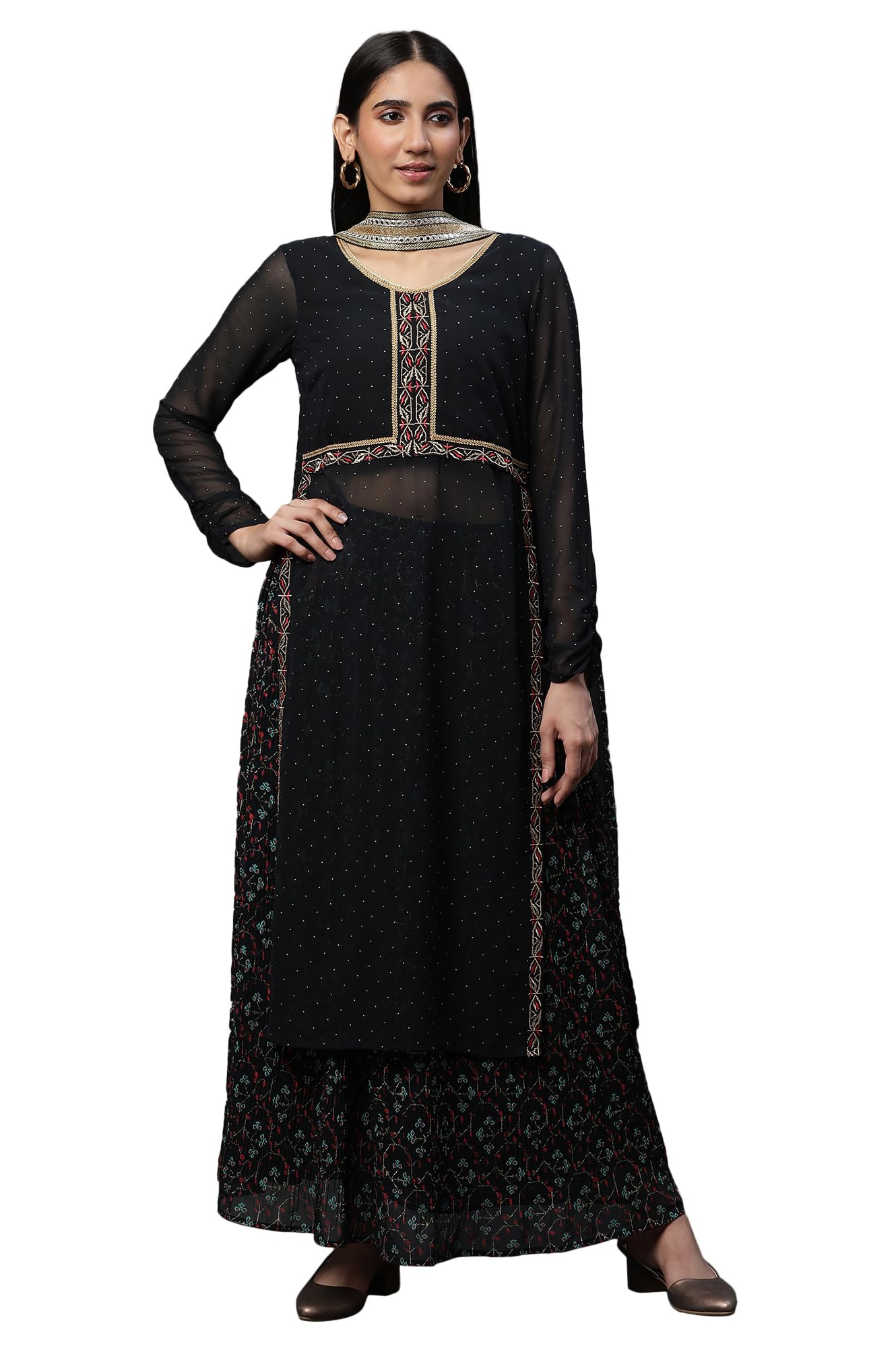 Aurelia Women'S Polyester Black Kurta Set