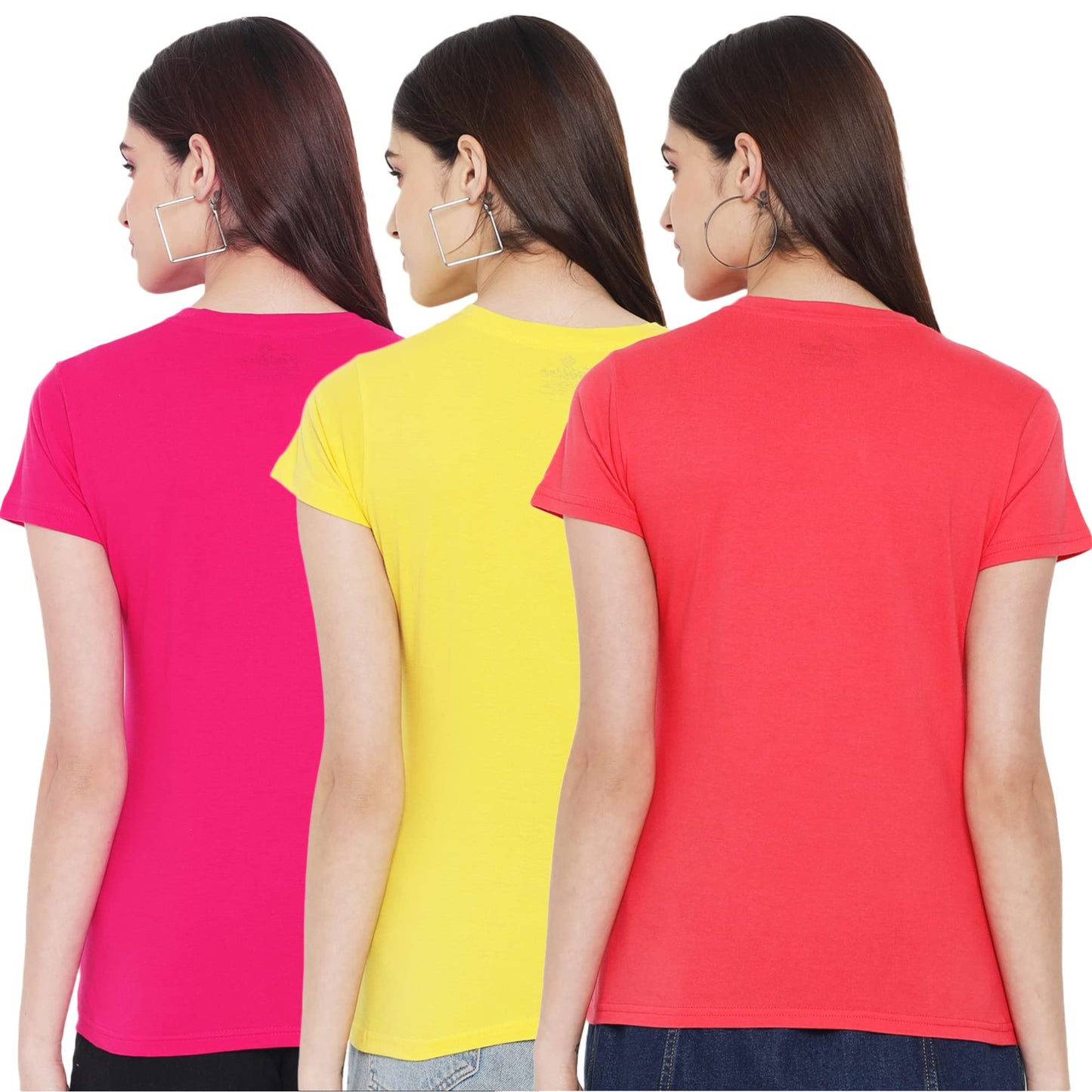 Preneum Womens Cotton Regular Fit Latest Graphic Stylish Printed Short Sleeves Casual T-Shirt || Trendy & Styles (Pack 3), Brig