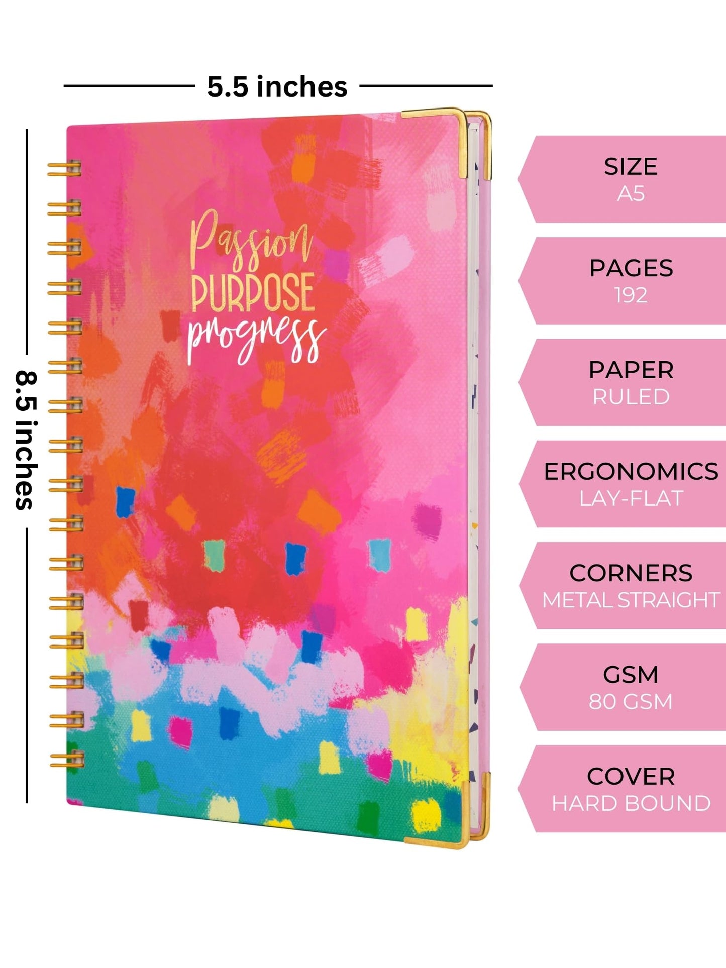 Doodle Undated Daily Planner | A5 Hard Cover | Wiro Bound | 192 Ruled Pages | 80 GSM | Lay Flat Design | Metal Corners | Plan yo
