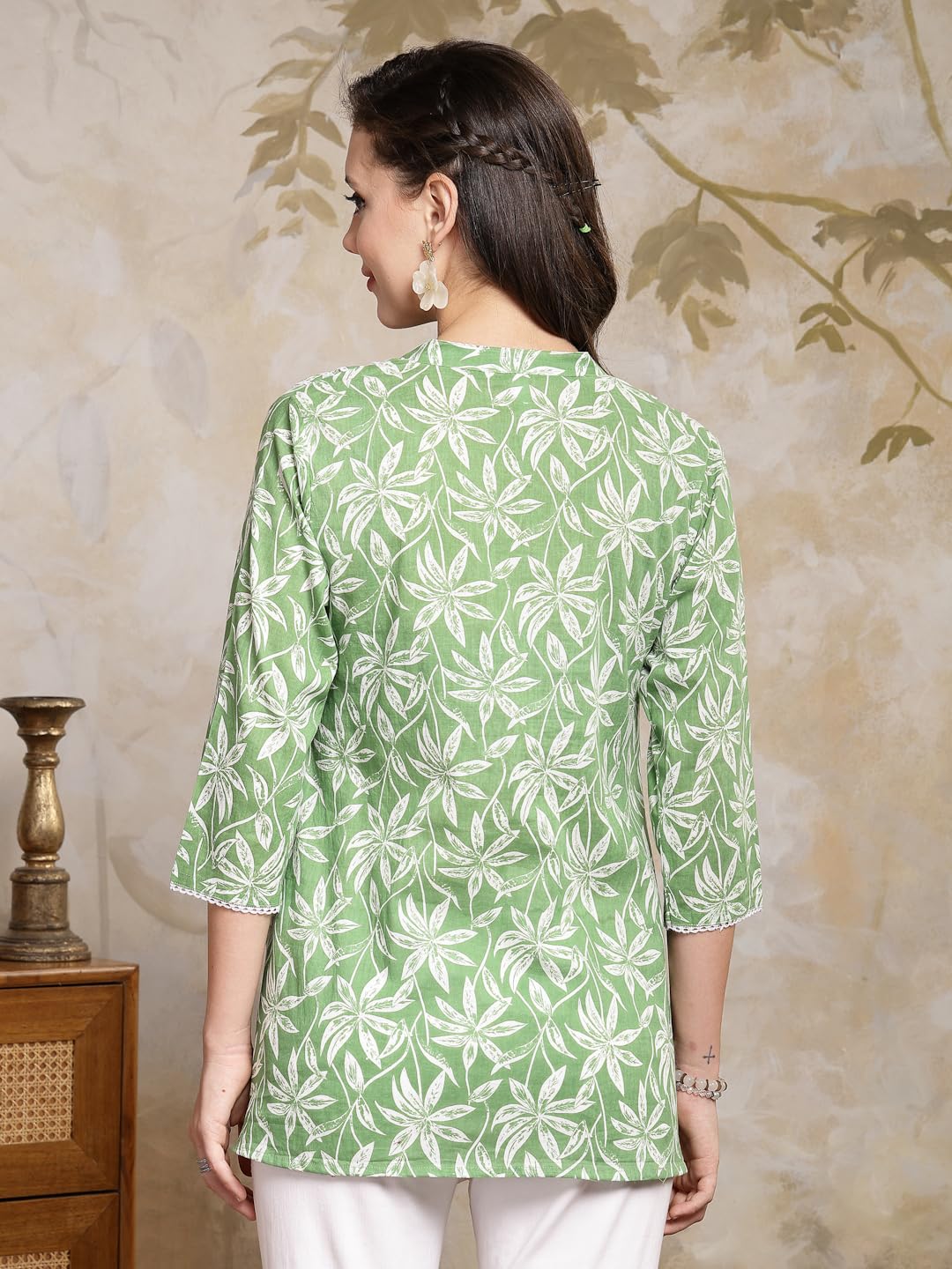 Stylum Womens Tropical Printed Cotton Empire Top