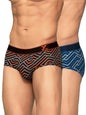 XYXX Mens Cotton Striped (Pack of 2) CR16_Brief_01_2_3_Black Blue Stripes