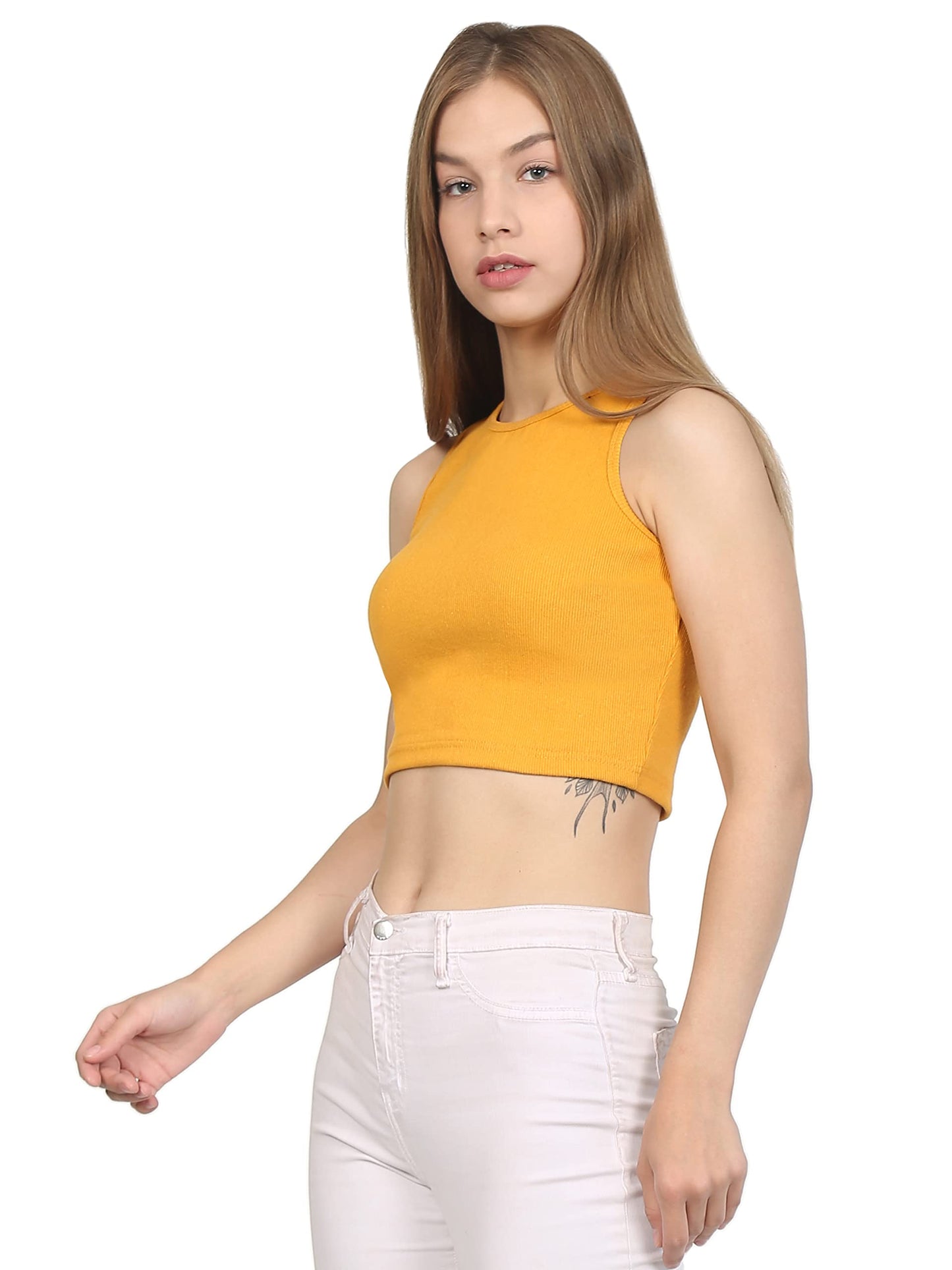 TAGAS Skinny Fit wome Western Tank Tops for Womens and Girls| (C5P-51_Yellow