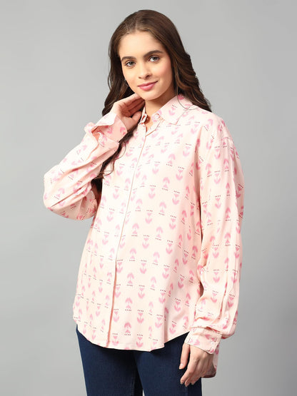 Kotty WomenS Oversized Printed Cotton Blend Stylish Looking Shirts(Multicolor,S)