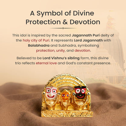 Astrotalk Shri Jagannath Idol (4x3.5 Inch) | Gold Plated Trio Murti | for Protection & Positivity | Car Dashboard God Idol | Home Decor for Living Room & Office | Gift for Man & Woman