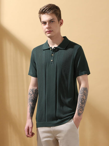 Dennis Lingo Men Regular Fit Green Half Sleeve Cotton T-Shirt