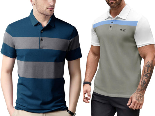 Noble Monk MenS (Combo Pack Of 2) -Regular Fit Polo T Shirt |Half Sleeves |Collar Tshirts |Casual Tshirt