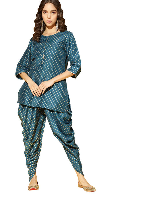 ZIYAA Women's Art Silk Salwar Suit Set (ZIKUCH3576ANDDH-S_