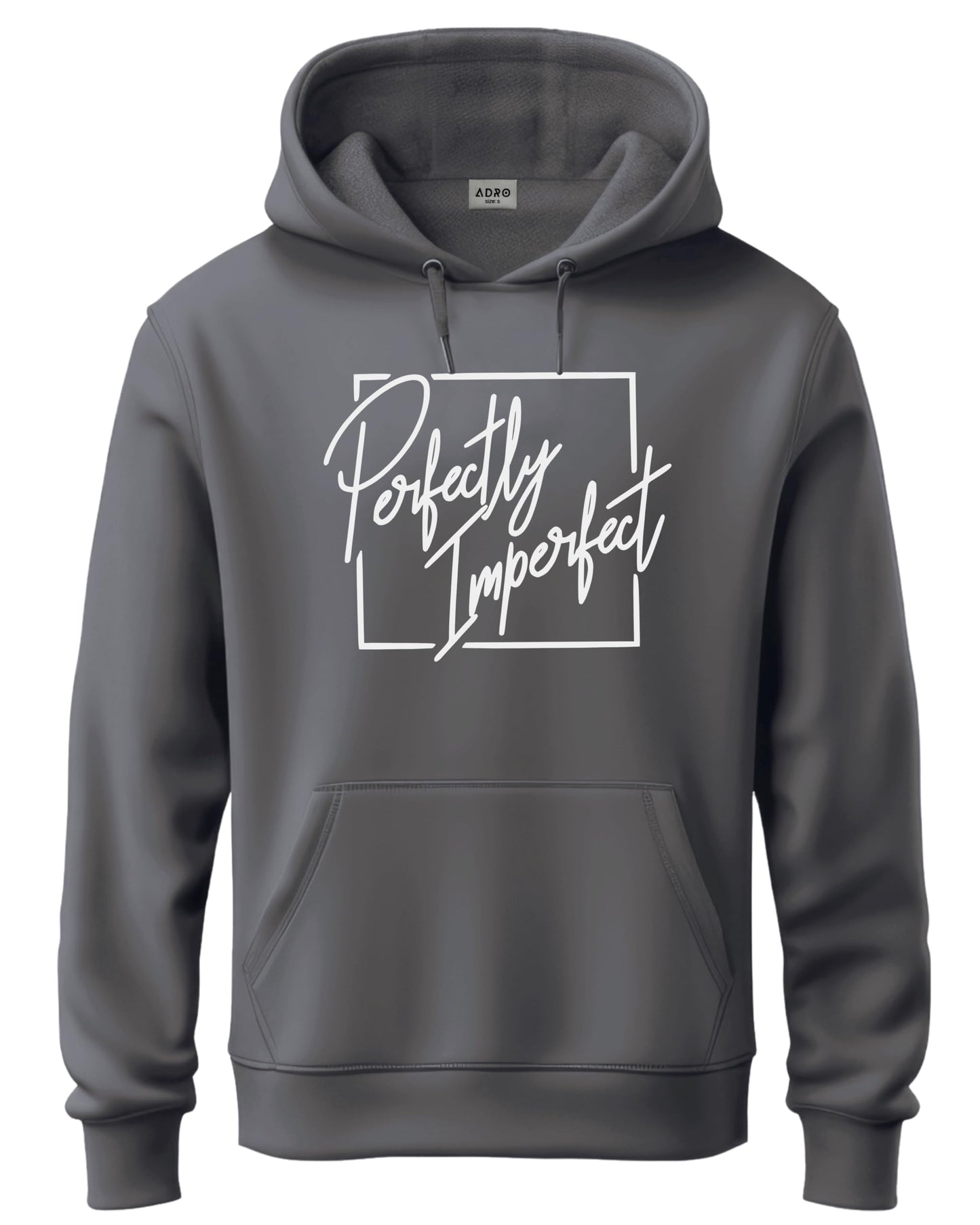 ADRO Mens Cotton Neck Hooded Sweatshirt (H24-FECT-SG_Steel Grey