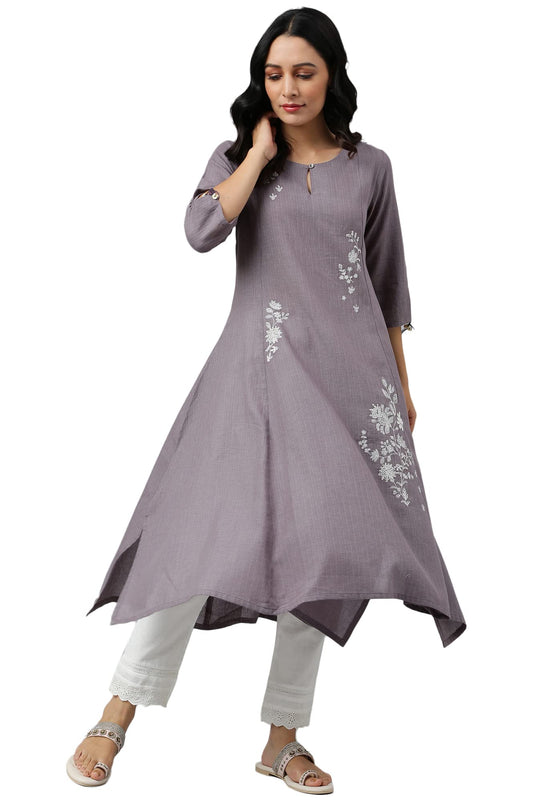 W for Woman Cotton Women Dusk Embroidered Regular Kurta