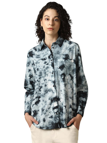 Hubberholme Women Cotton Washed Oversized Fit Spread Collar Full Sleeves Shirts