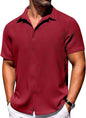 CB-COLEBROOK Mens Waffle Knit Shirt Short Sleeve Button Down Shirts Casual Beach Vacation Shirts Latest Textured Wrinkle Free Sh