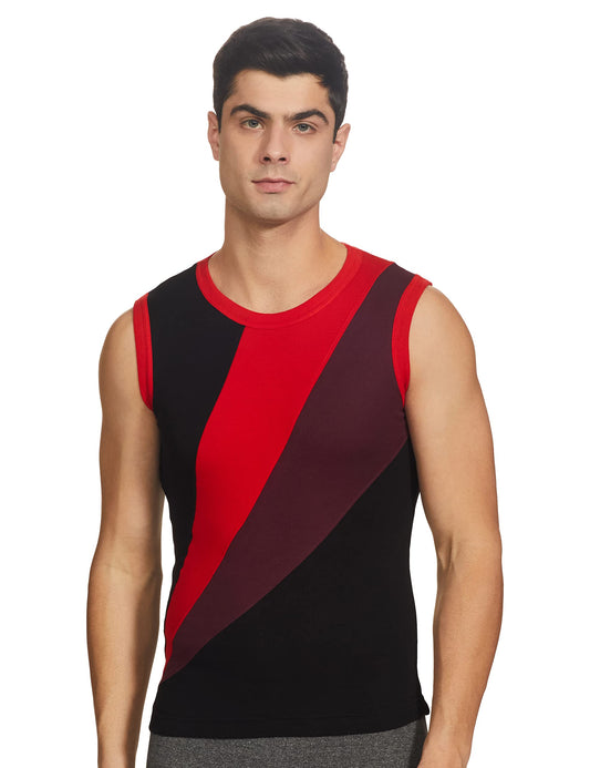 Rupa Frontline Color Block Vest for Men, 100% Cotton Material, Round Neck, Sleeveless, Pack of 1