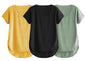 Fabricorn Combo Of Three Plain Black, Mustard Yellow And Sage Green V-Neck Up And Down Cotton Tshirt For Women (Black, Mustard Y