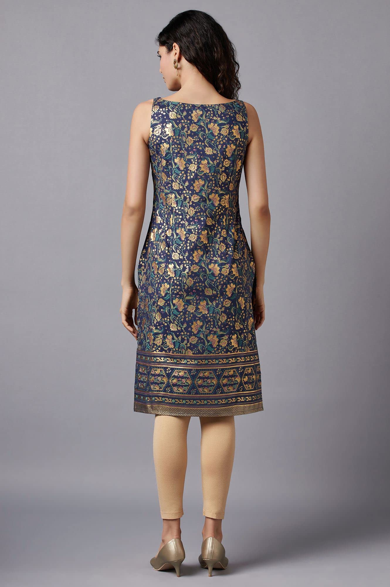Aurelia Blue Sequin Foil Regular Kurta