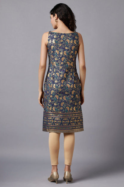 Aurelia Blue Sequin Foil Regular Kurta