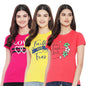 Preneum Womens Cotton Regular Fit Latest Graphic Stylish Printed Short Sleeves Casual T-Shirt || Trendy & Styles (Pack 3), Brig