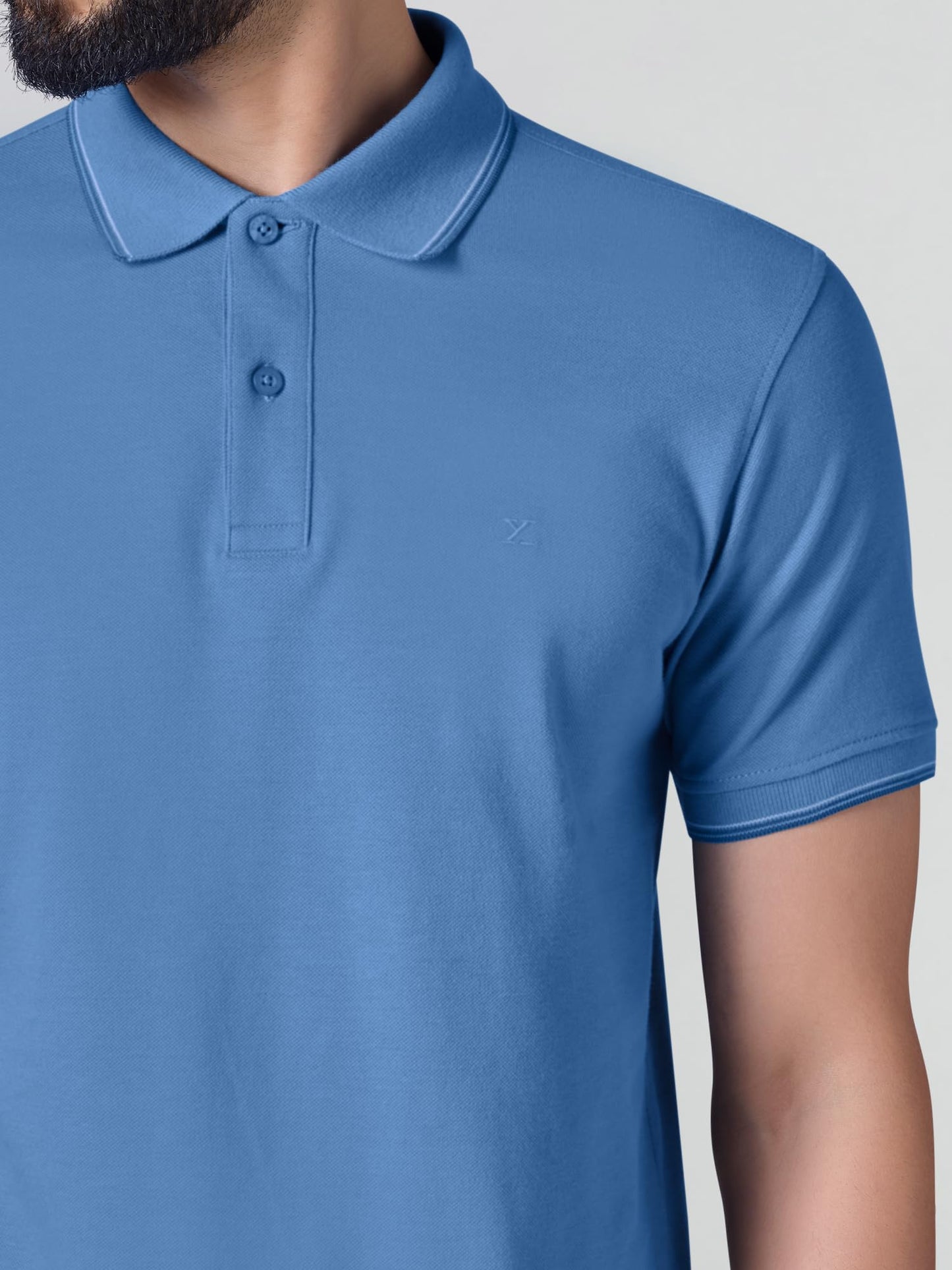 XYXX Accent Solid Halfsleeve Polo Tshirt for Men French Blue