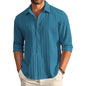 Deelmo MenS Button Down Dress Shirts Textured Long Sleeve Casual Hawaiian Beach Shirt