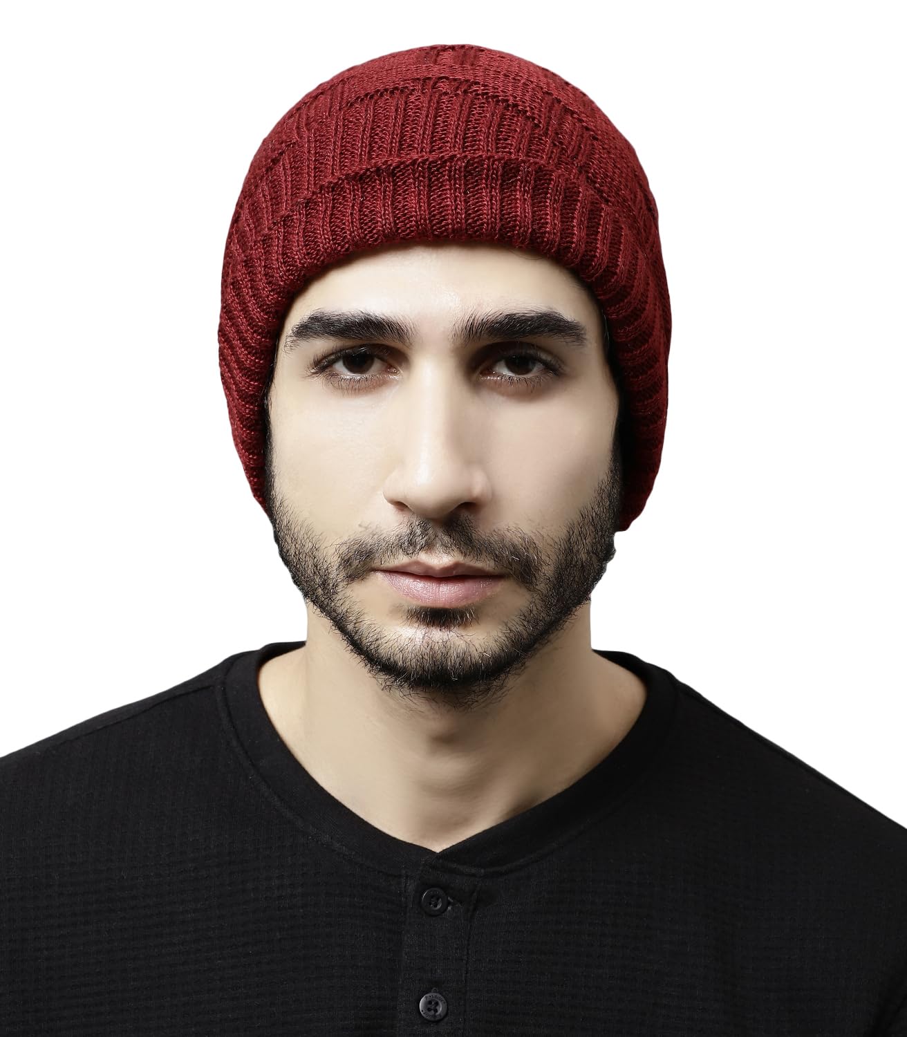 Weavers Villa Snow Proof Inside Fur Acro Wool Unisex Beanie Cap Knit Hat Thick Fleece Lined Winter Cap for Men & Women, Free Siz