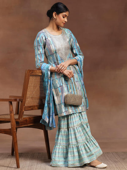 Libas WomenS Silk Blend Kurta Set (36693O_Blue