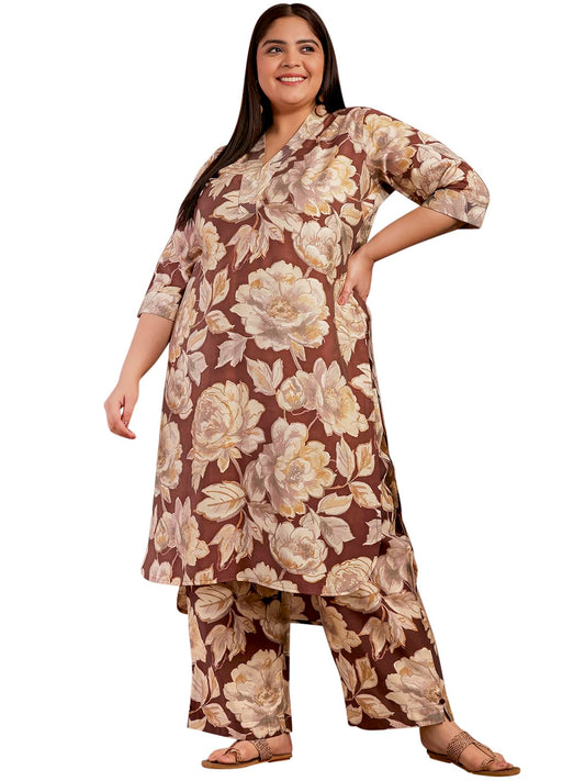 Extra Love By Libas Women's Silk Blend Printed Co-Ords