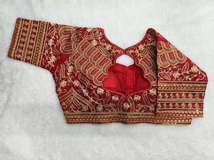 Pujia Mills WomenS Silk Half Sleeve Readymade Embroidery Multi Coding Gold Thread Indian Ethnic Designer Stitched Saree Blouse