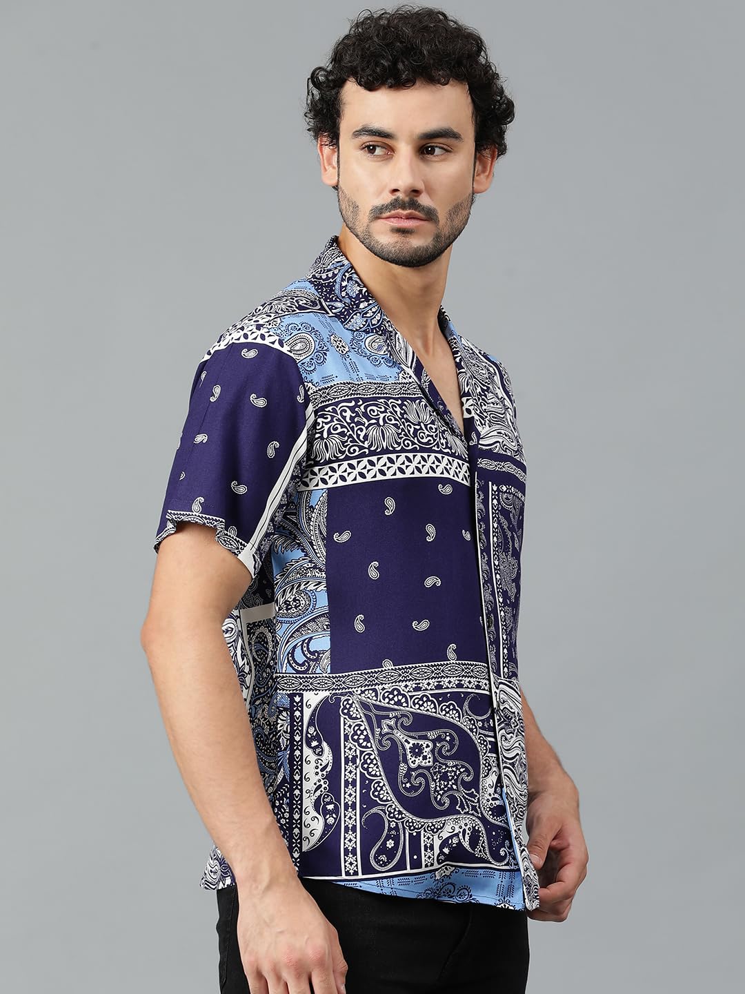 Kotty MenS Fashionable/Casual Printed Spread Collar & Premium Fabric & Stylish & Comfortable Casual Wear Shirt(Multicolor,Xl)
