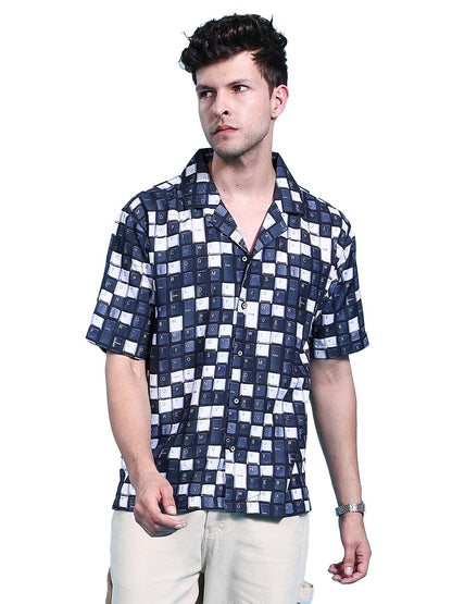 The Indian Garage Co Men Black Conversational Printed Oversized Casual Shirt
