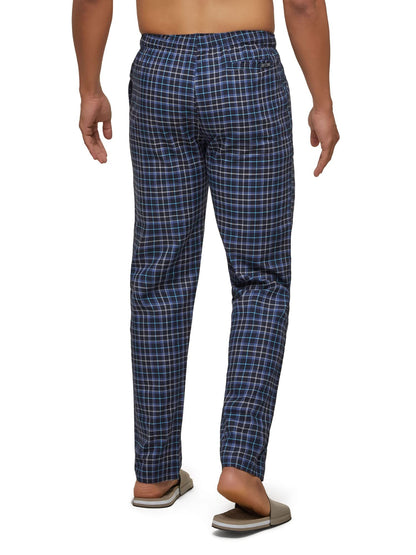 XYXX Mens Super Combed Cotton Checkered Checkmate Pyjamas [Pack of 1] Elasticated Waist, Drawstring | Loungewear for Men in Blu