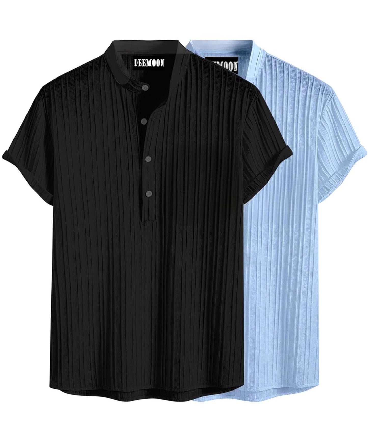 Deemoon Combo Of MenS Polyster Kurta With Mandarin Collar, Half Placket Buttons, Front Pocket | Half Sleeves | Soft & Breathabl