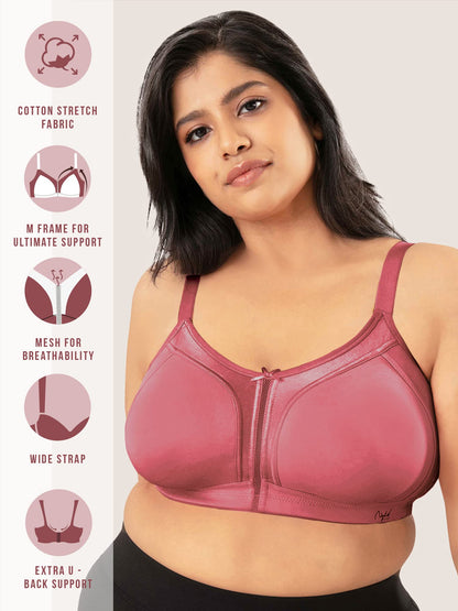 Nykd (Nyb101) Cotton Non Padded & Non Wired Everyday Bra For Women | M-Frame Structure For Bounce Control With Full Coverage & S