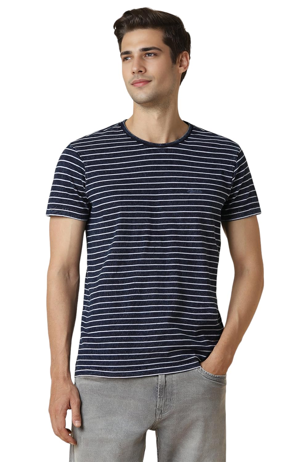Allen Solly Men Slim Fit Striped Crew Neck T-Shirt