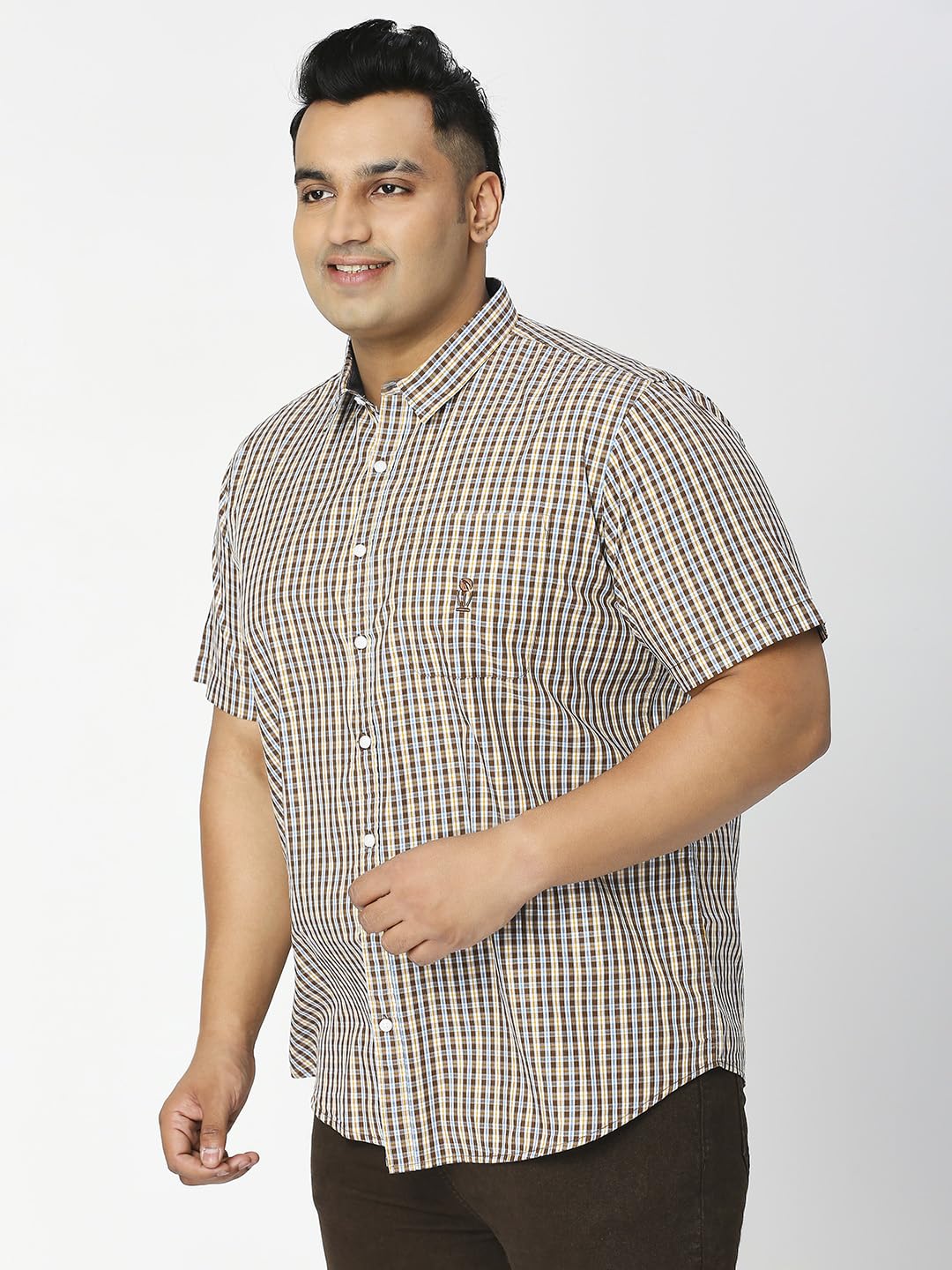 Thomas Scott Mens | Half Sleeve | Checks | Regular Fit Plus Size | 100% Cotton | Spread Collar | Casual Shirts (Available in Plu