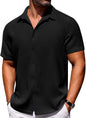 CB-COLEBROOK Mens Waffle Knit Shirt Short Sleeve Button Down Shirts Casual Beach Vacation Shirts Latest Textured Wrinkle Free Sh