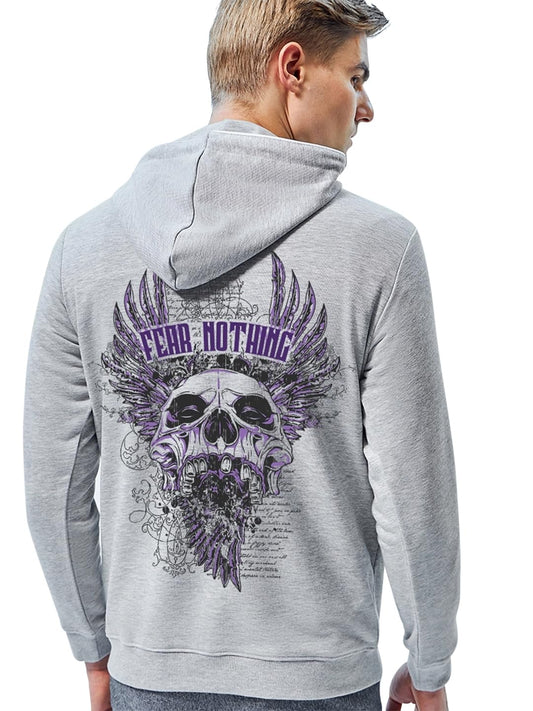 Bewakoof MenS Graphic Print Regular Fit Full Sleeve Hooded Terry Hoodies_628888_Grey_M