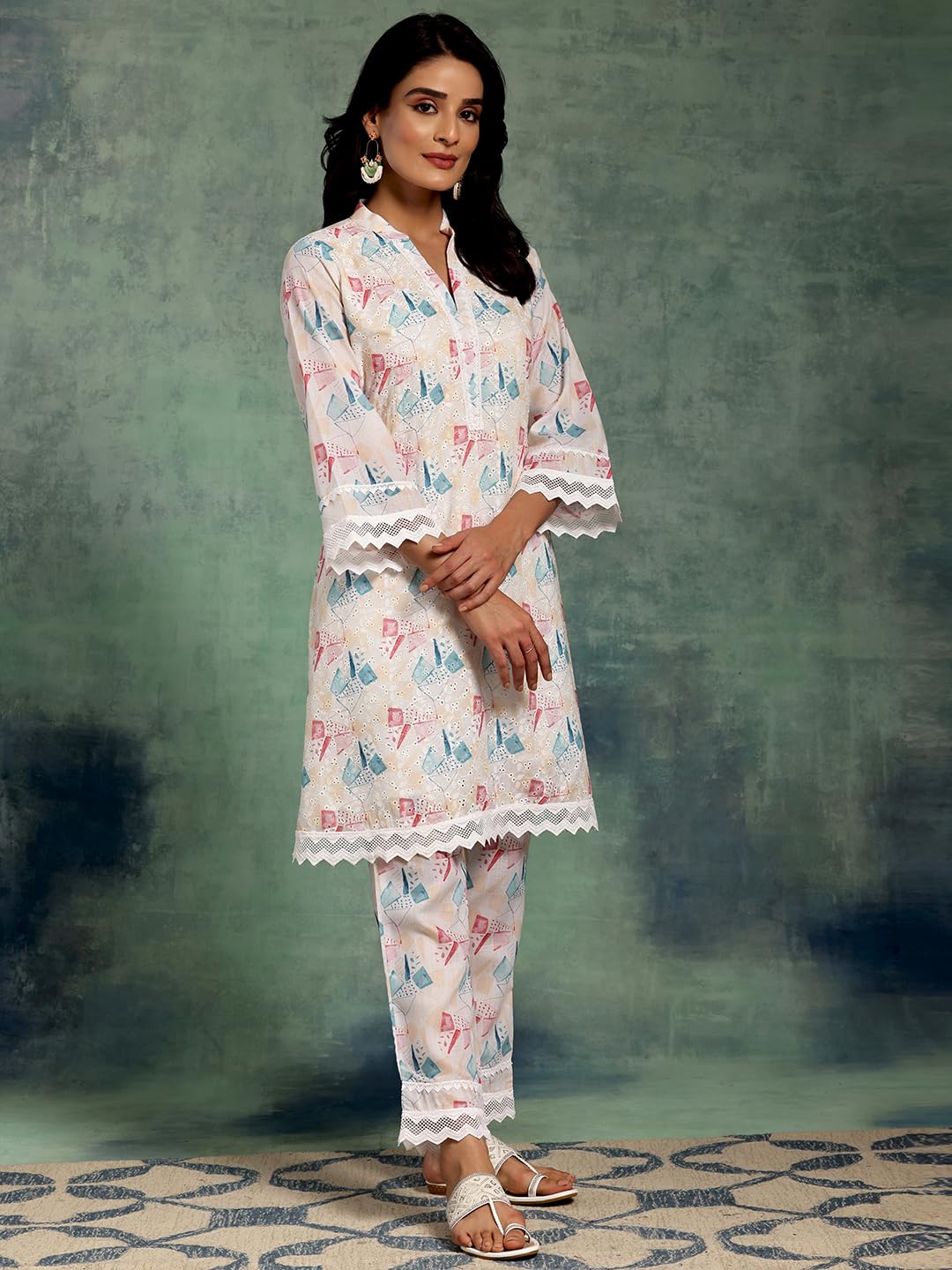 Libas WomenS Cotton Kurta Set (35586_Cream