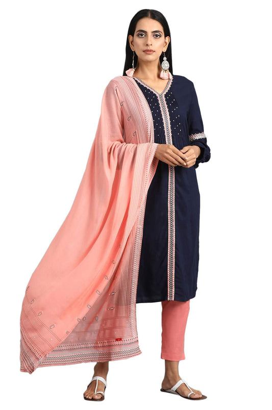 W for Woman Women's Rayon Pleated Kurta