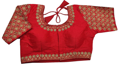 Vihu Fashion WomenS Heavy Embroidery Handwork Half Sleeves Readymade Blouse