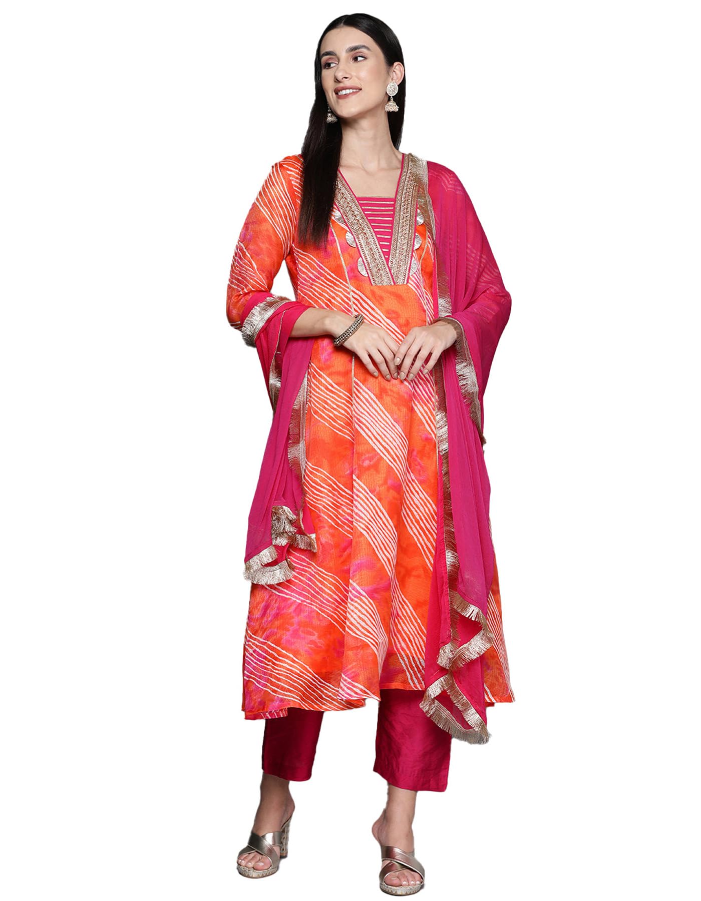 Varanga Womens Cotton Skater Kurta, Kurta Bottom Set, and Dupatta Set  Comfortable & Stylish Ethnic Wear for All-Day Wear in Vi