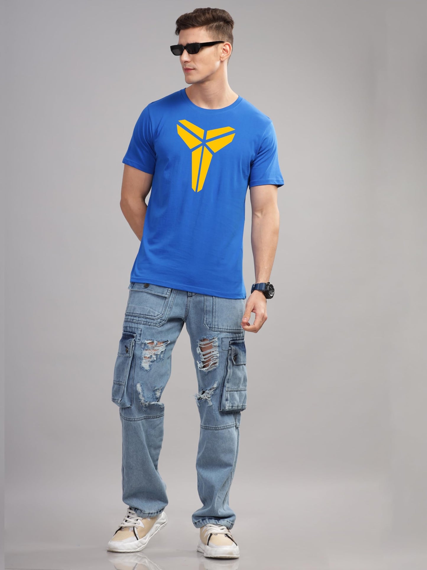 ADRO Mens Printed T Shirt - Premium Cotton Graphic Printed Tshirt - Royal Blue T-Shirt - RN24-TOB-RB