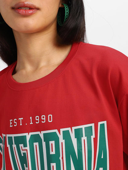 Juneberry 100% Pure Cotton Oversized Loose Baggy Fit Drop Shoulder Cool Graphic Prinred Half Sleeve T-Shirts For Women & Girls (