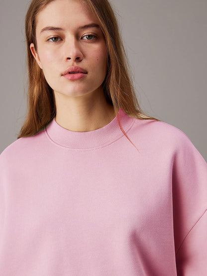 Kotty WomenS Fleece Sweatshirt Solid Pattern With Classic Round Neck(Pink,Xl)