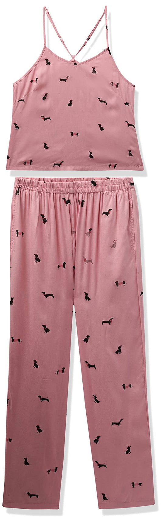 Clovia Womens Cotton Casual Ankle Length Regular Nightdress Pajama Set (Ls0510P22S_Pink), Small