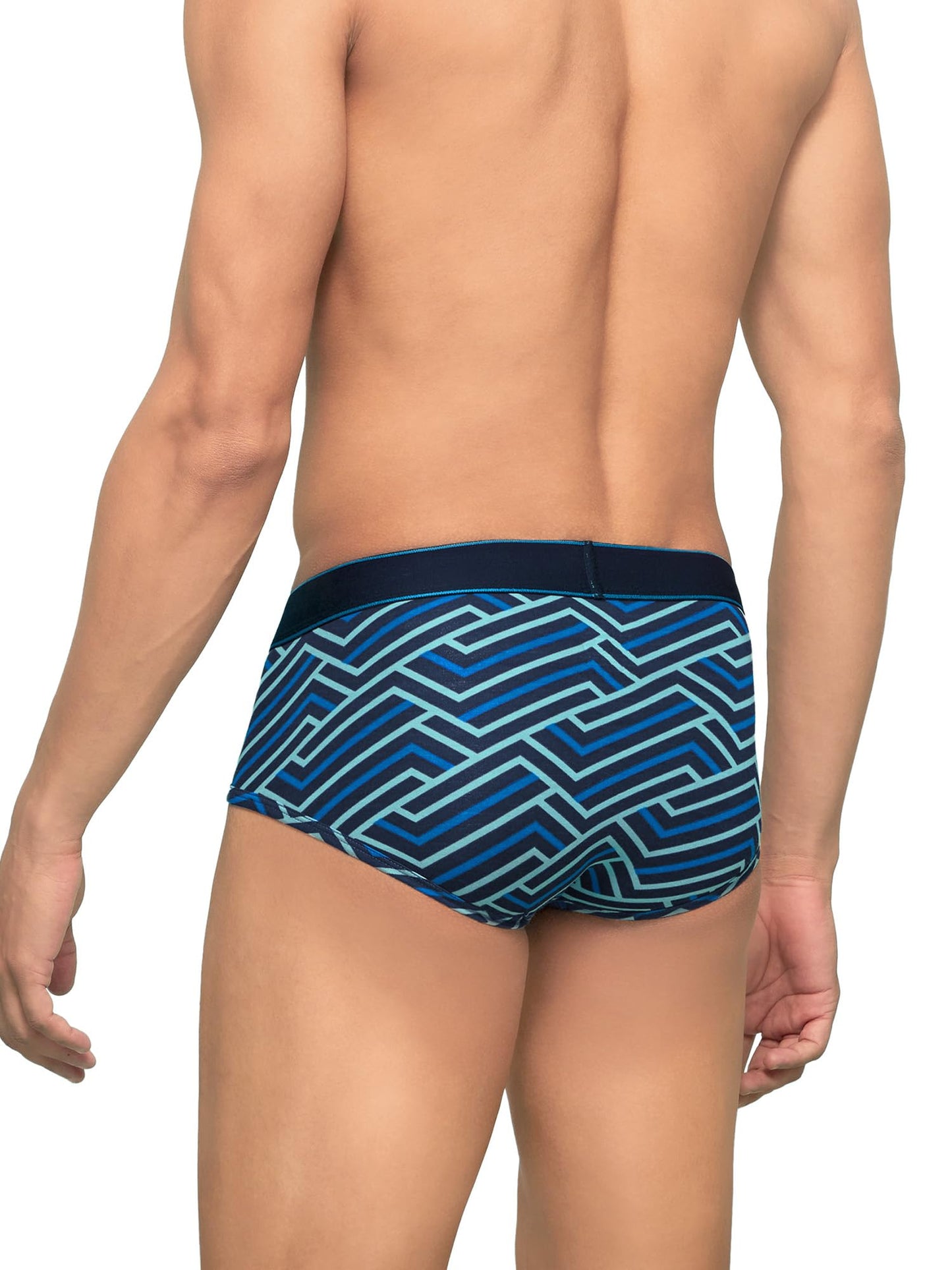 XYXX Mens Cotton Striped (Pack of 2) CR16_Brief_01_2_3_Black Blue Stripes