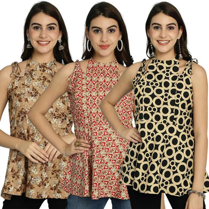 Pinkmint Halter Neck with Tie Back Short Combo Tops for Women ll Fancy Regular Fir Tops ll Casual Wear (Pack of 3)