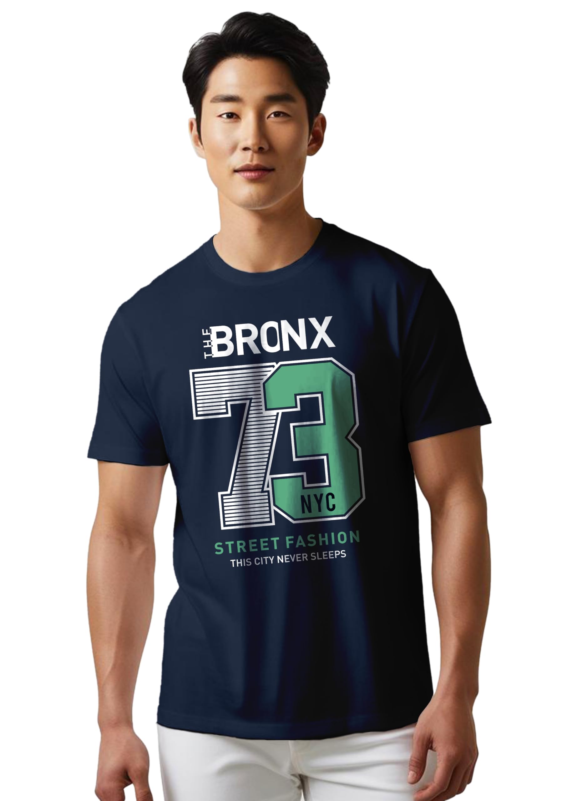 Peppyzone Mens Regular Fit T-Shirt (PZ-N-8372_Navy Blue2
