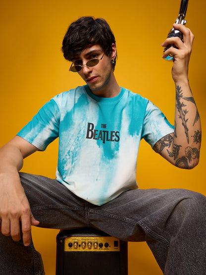 The Souled Store Official The Beatles: Logo Oversized T-Shirt for Men Boys Cotton Casual Half Sleeves Baggy Loose Fit Drop Shoul