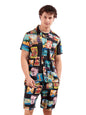 The Indian Garage Co Mens Regular Fit Postcards Print & Co-ords Set