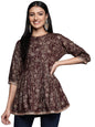 Libas Purple Printed Rayon A-Line Kurti